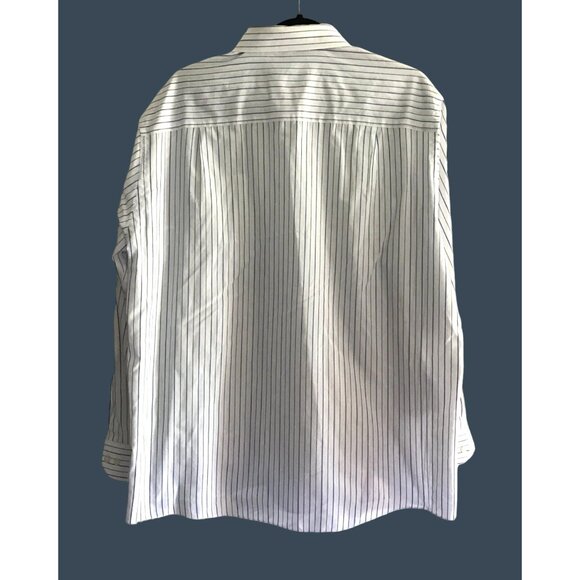 GEOFFREY BEENE-MEN STRIPED WHITE/BLUE LONG SLEEVE BUTTON-DOWN SHIRT SIZE NECK 17 - Picture 2 of 6